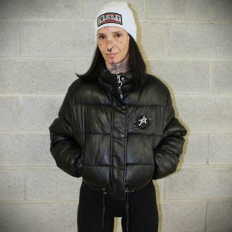 Doudoune Up’cycling “WITCH POWER” – Effet Cuir