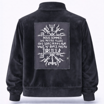 SWEAT VELVET — Upcycling Noir Patch Slogan Dos | XORGIN