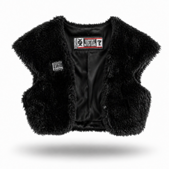 Veste Fausse Fourrure Noire Upcycling | Patch Witch Gang