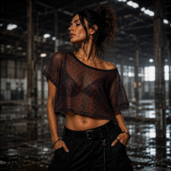 Crop Top Oversize Freaky 3.0 Mesh Leo  | Alt Fashion